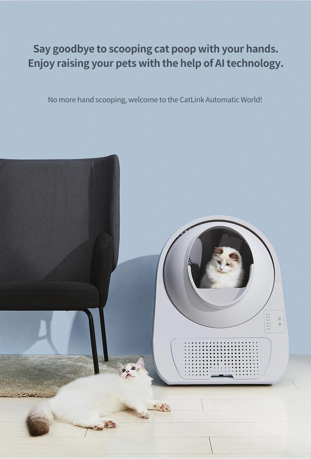 CATLINK SCOOPER Self-Clean Cat Litter Box – Young (Non Wifi) – Grey
